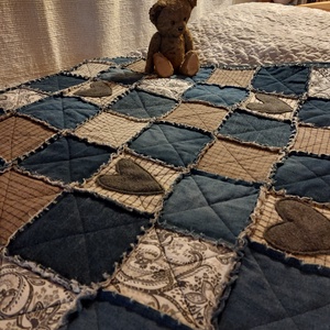 Blue jeans patchwork takaró - otthon & életmód - lakástextil - felnőtt takaró, pléd - Meska.hu