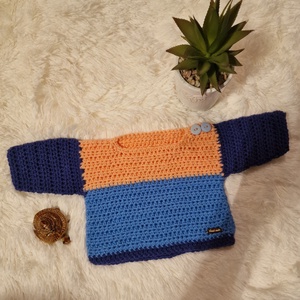 Színes kisbaba pulcsi  - ruha & divat - gyerekruha - pulóver - Meska.hu