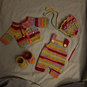 Horgolt kisbaba szett , Ruha & Divat, Gyerekruha, Babafotózás, Horgolás, Varrás, MESKA