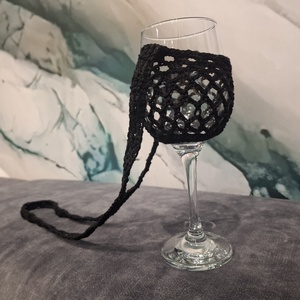 Horgolt borospohár tartó - otthon & életmód - konyhafelszerelés, tálalás - italos kellékek - boros díszdoboz - Meska.hu