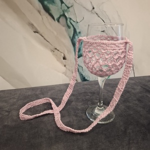 Horgolt borospohár tartó - otthon & életmód - konyhafelszerelés, tálalás - italos kellékek - boros díszdoboz - Meska.hu