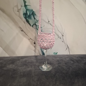 Horgolt borospohár tartó - otthon & életmód - konyhafelszerelés, tálalás - italos kellékek - boros díszdoboz - Meska.hu