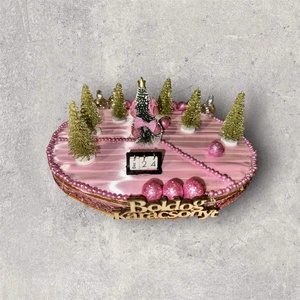 Pink karácsonyi asztaldísz  Boldog Karácsonyt felirattal - karácsony - adventi díszek - adventi asztaldísz - Meska.hu