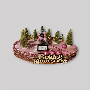 Pink karácsonyi asztaldísz  Boldog Karácsonyt felirattal - karácsony - adventi díszek - adventi asztaldísz - Meska.hu
