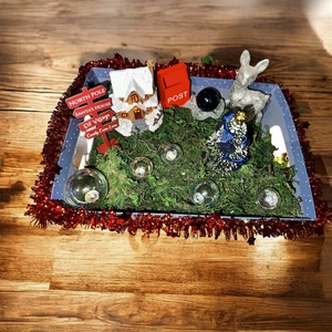 Karácsonyi asztali dekoráció , LED-fényes miniatűr téli jelenet - karácsony - adventi díszek - adventi asztaldísz - Meska.hu