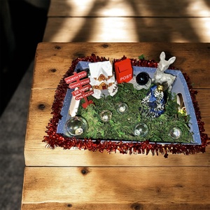 Karácsonyi asztali dekoráció , LED-fényes miniatűr téli jelenet - karácsony - adventi díszek - adventi asztaldísz - Meska.hu