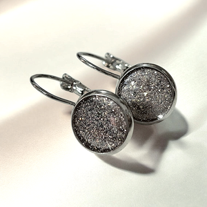 Ezüst csillogós fülbevaló klipsz, Esküvő, Ékszer, Fülbevaló, , MESKA