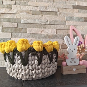 Tulipános horgolt tároló, Otthon & Életmód, Tárolás & Rendszerezés, Doboz, , MESKA