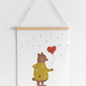 Maci esőben falikép gyerekszobába , Művészet, Grafika & Illusztráció, Digitális, Fotó, grafika, rajz, illusztráció, MESKA