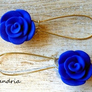 Kék rózsa - ékszer - fülbevaló - lógó fülbevaló - Meska.hu