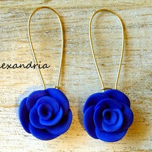 Kék rózsa, Ékszer, Fülbevaló, Lógó fülbevaló, Ékszerkészítés, Gyurma, MESKA
