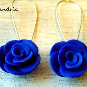 Kék rózsa - ékszer - fülbevaló - lógó fülbevaló - Meska.hu