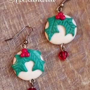 Magyalos  fülbevaló - ékszer - fülbevaló - lógós kerek fülbevaló - Meska.hu