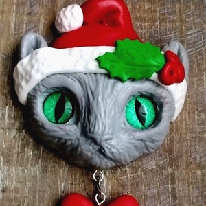 Karácsonyi cicás nyaklánc - ékszer - nyaklánc - hosszú nyaklánc - Meska.hu