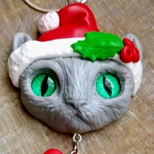 Karácsonyi cicás nyaklánc - ékszer - nyaklánc - hosszú nyaklánc - Meska.hu