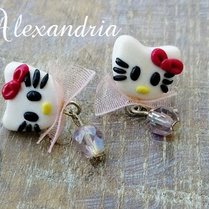 Hello Kitty  - ékszer - fülbevaló - lógó fülbevaló - Meska.hu