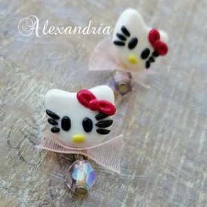 Hello Kitty  - ékszer - fülbevaló - lógó fülbevaló - Meska.hu