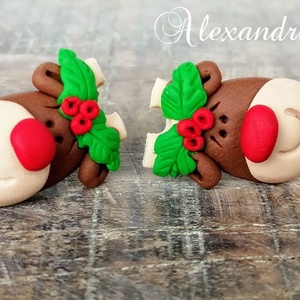 Rudolf bedugós fülbevaló - ékszer - fülbevaló - pötty fülbevaló - Meska.hu