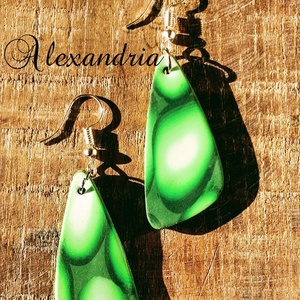 Zöld mintás fülbevaló - ékszer - ékszerszett - Meska.hu