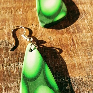 Zöld mintás fülbevaló - ékszer - ékszerszett - Meska.hu