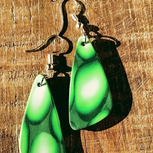 Zöld mintás fülbevaló, Ékszer, Ékszerszett, Ékszerkészítés, Gyurma, MESKA