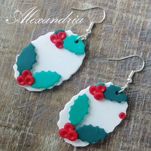 Magyalos fülbevaló, Ékszer, Fülbevaló, Lógó fülbevaló, Ékszerkészítés, Gyurma, MESKA