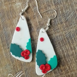 Magyalos fülbevaló, Ékszer, Fülbevaló, Lógó fülbevaló, Ékszerkészítés, Gyurma, MESKA