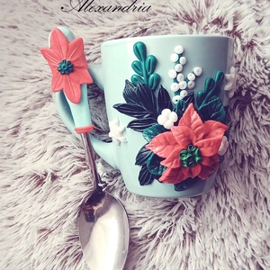 Karácsonyi bögre kanállal - otthon & életmód - konyhafelszerelés, tálalás - tálalás - bögre & csésze - Meska.hu