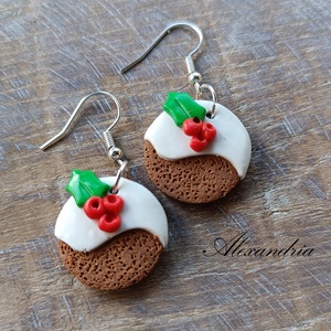 Karácsonyi csokis keksz fülbevaló - ékszer - fülbevaló - lógós kerek fülbevaló - Meska.hu