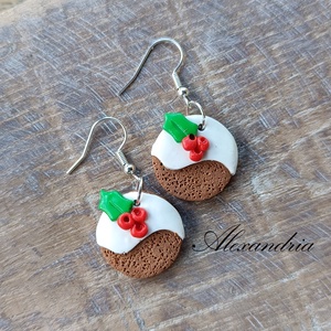 Karácsonyi csokis keksz fülbevaló - ékszer - fülbevaló - lógós kerek fülbevaló - Meska.hu