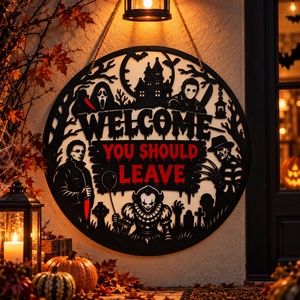Welcome � You Should Leave Halloween ajtódísz - Meska.hu