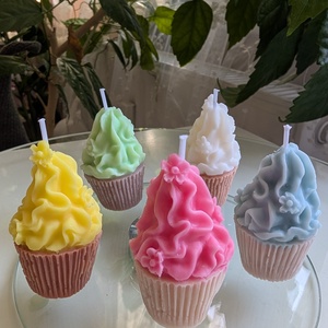 Mini cupcake gyertya csomag � 5 db-os szett, választható színekben (kb. 6 cm) - otthon & életmód - gyertya, illat, aroma - gyertya - Meska.hu