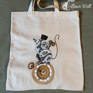 Steampunk Egerentyűs vászontáska, Táska & Tok, Kézitáska & válltáska, Válltáska, Festett tárgyak, Hímzés, MESKA