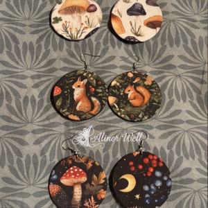 Erdei Álom fülbevaló szett, Ékszer, Fülbevaló, Lógós kerek fülbevaló, Ékszerkészítés, Varrás, MESKA