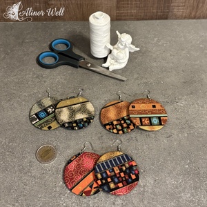 Rozsdás Afrika fülbevaló szett, Ékszer, Fülbevaló, Lógós kerek fülbevaló, Ékszerkészítés, Varrás, MESKA