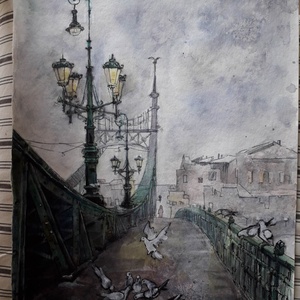Szabadság híd. November. Reggel 6. 2002 - Meska.hu