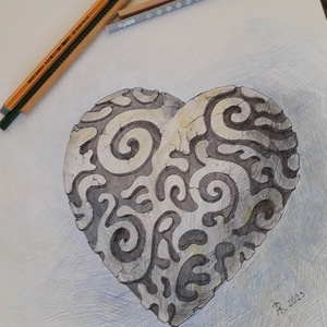 Szív gyűjtemény. Kő. 2023 - művészet - grafika & illusztráció - ceruzarajz - Meska.hu