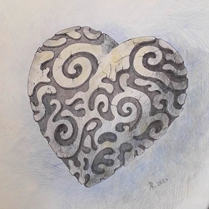 Szív gyűjtemény. Kő. 2023 - művészet - grafika & illusztráció - ceruzarajz - Meska.hu