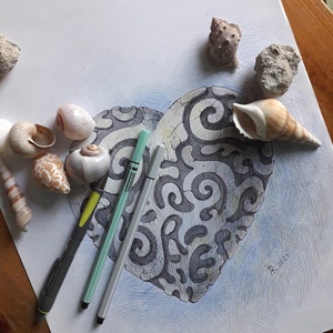 Szív gyűjtemény. Kő. 2023 - művészet - grafika & illusztráció - ceruzarajz - Meska.hu