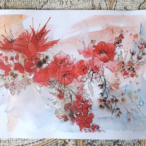 Absztrakt tinta virágok, Művészet, Grafika & Illusztráció, Tus, Festészet, Fotó, grafika, rajz, illusztráció, MESKA