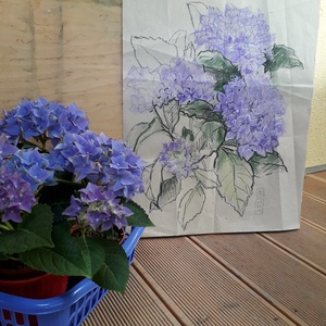 Hortenzia (botanikai etűd) - művészet - festmény - pasztell - Meska.hu