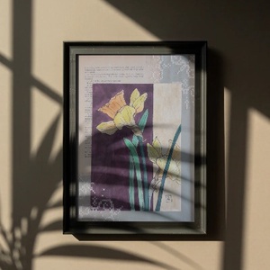 Hímzett Tavaszi Kollekció. Nárcisz. , Művészet, Festmény, Akvarell, Festészet, Hímzés, MESKA