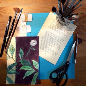 Hímzett Tavaszi Kollekció. Fiatal bazsarózsa - művészet - festmény - festmény vegyes technika - Meska.hu