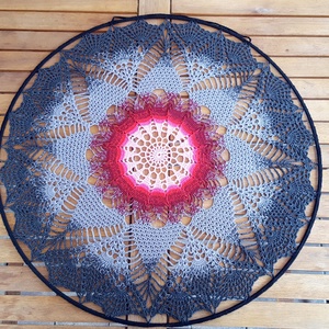 Horgolt falidísz, függődísz, ablakdísz, fali dekoráció, mandala 50 cm - otthon & életmód - dekoráció - fali és függő dekoráció - falra akasztható dekor - Meska.hu