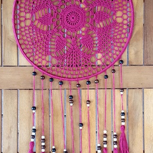 Álomfogó horgolt falidísz, függődísz, ablakdísz, fali dekoráció 30x60 cm - otthon & életmód - dekoráció - fali és függő dekoráció - falra akasztható dekor - Meska.hu
