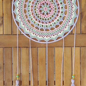 Álomfogó horgolt falidísz, függődísz, ablakdísz, fali dekoráció 30x66 cm - Meska.hu