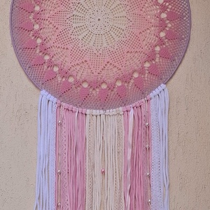 Álomfogó horgolt fali dísz, függődísz, ablakdísz, fali dekoráció mandala 50 cm, Otthon & Életmód, Dekoráció, Fali és függő dekoráció, Álomfogó, Horgolás, Ez a falikép teljes egészében kézzel készült. 100 % mercerizált fonalból, zsinórozással
Fém karikár..., MESKA