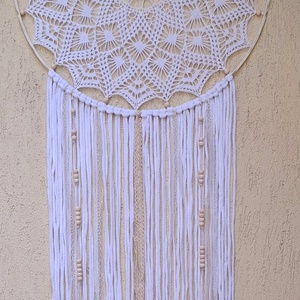 Álomfogó horgolt fali dísz, függődísz, ablakdísz, fali dekoráció mandala 50 cm - otthon & életmód - dekoráció - fali és függő dekoráció - álomfogó - Meska.hu