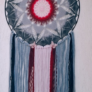 Álomfogó horgolt fali dísz, függődísz, ablakdísz, fali dekoráció mandala 50 cm - otthon & életmód - dekoráció - fali és függő dekoráció - álomfogó - Meska.hu