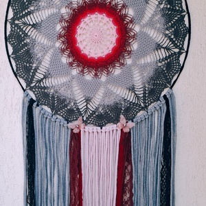 Álomfogó horgolt fali dísz, függődísz, ablakdísz, fali dekoráció mandala 50 cm - otthon & életmód - dekoráció - fali és függő dekoráció - álomfogó - Meska.hu
